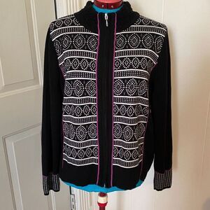cj banks Boho Zip Front High Neck Sweater Women Size X